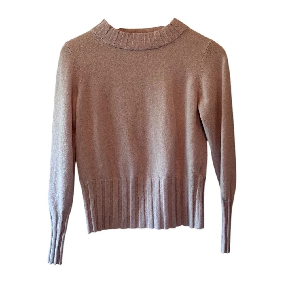 Maxwell & Co Falmouth Cape Cod 100% Cashmere Mock Neck Ribbed Sweater Lavender L